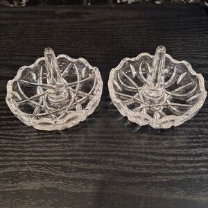 Pair Of Vintage Crystal Ring Holders , Trinket Dishes, Jewelry Keeper, Ring Dish